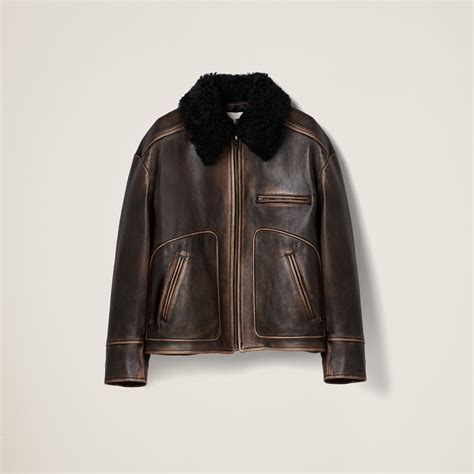 miu miu leather jacket mandarin collar|Cinnamon Leather Jacket .